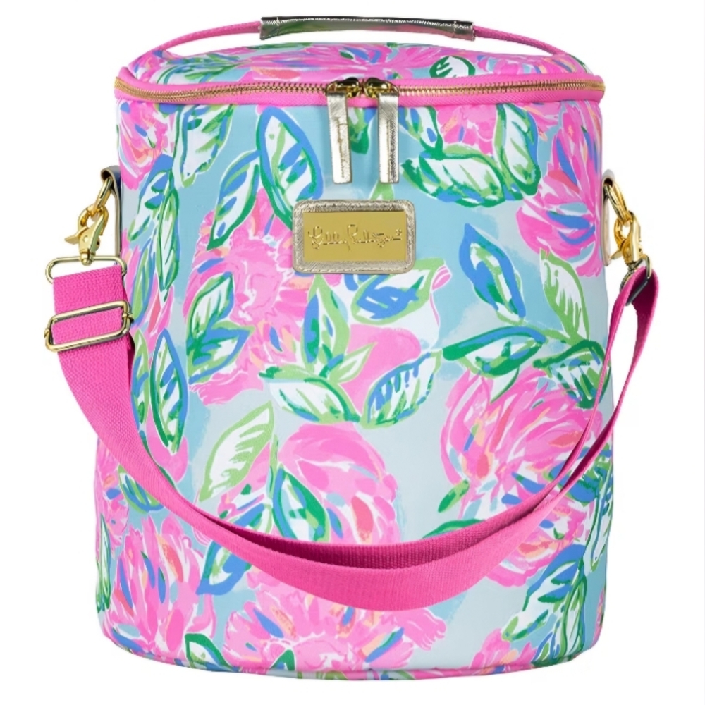Lilly Pulitzer Insulated Soft Beach Totoe With Strap "Shelly Blossom"